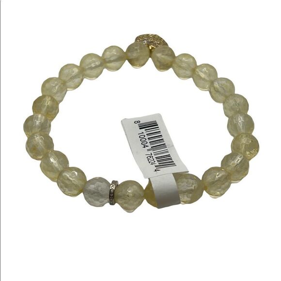 Kesi Jewels Macy's HE5 Citrine Pave Crystal Gold-Tone Heart Dangle Bead Bracelet - Picture 5 of 6